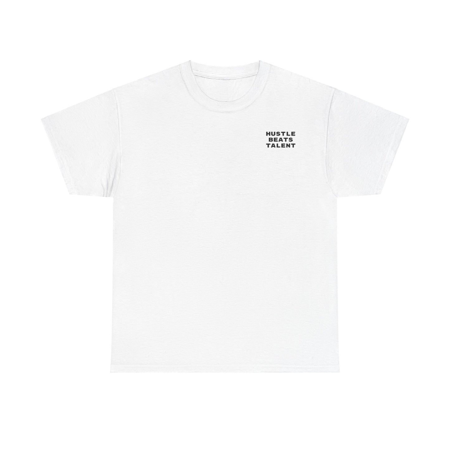 White Plain Hustle Beats Talent Heavy Cotton Tee